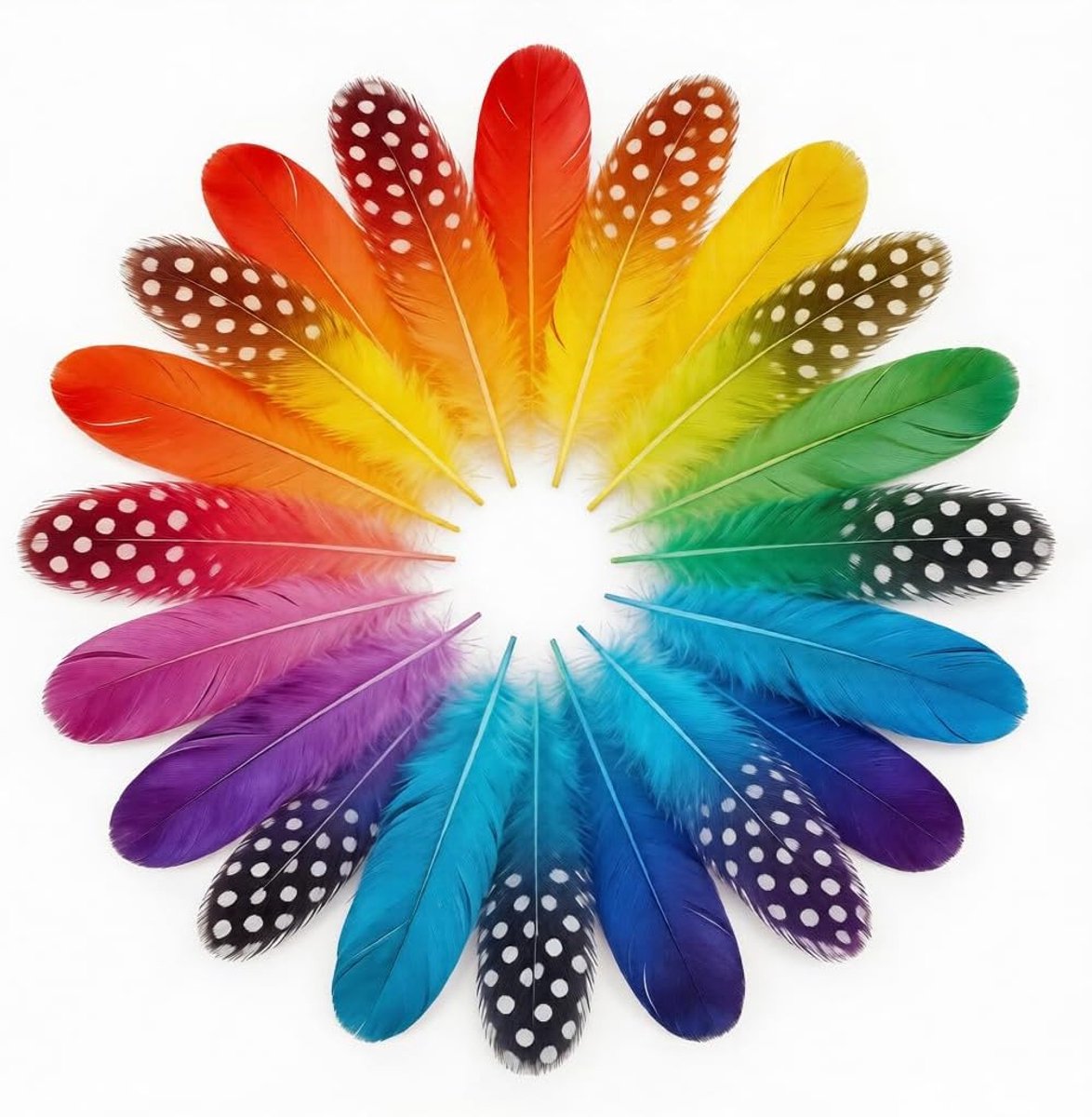 Veren, 4-12 cm, natuurlijke veren voor dromenvangers, hoofddeksels, maskers, doe-het-zelfprojecten (kleurrijk)