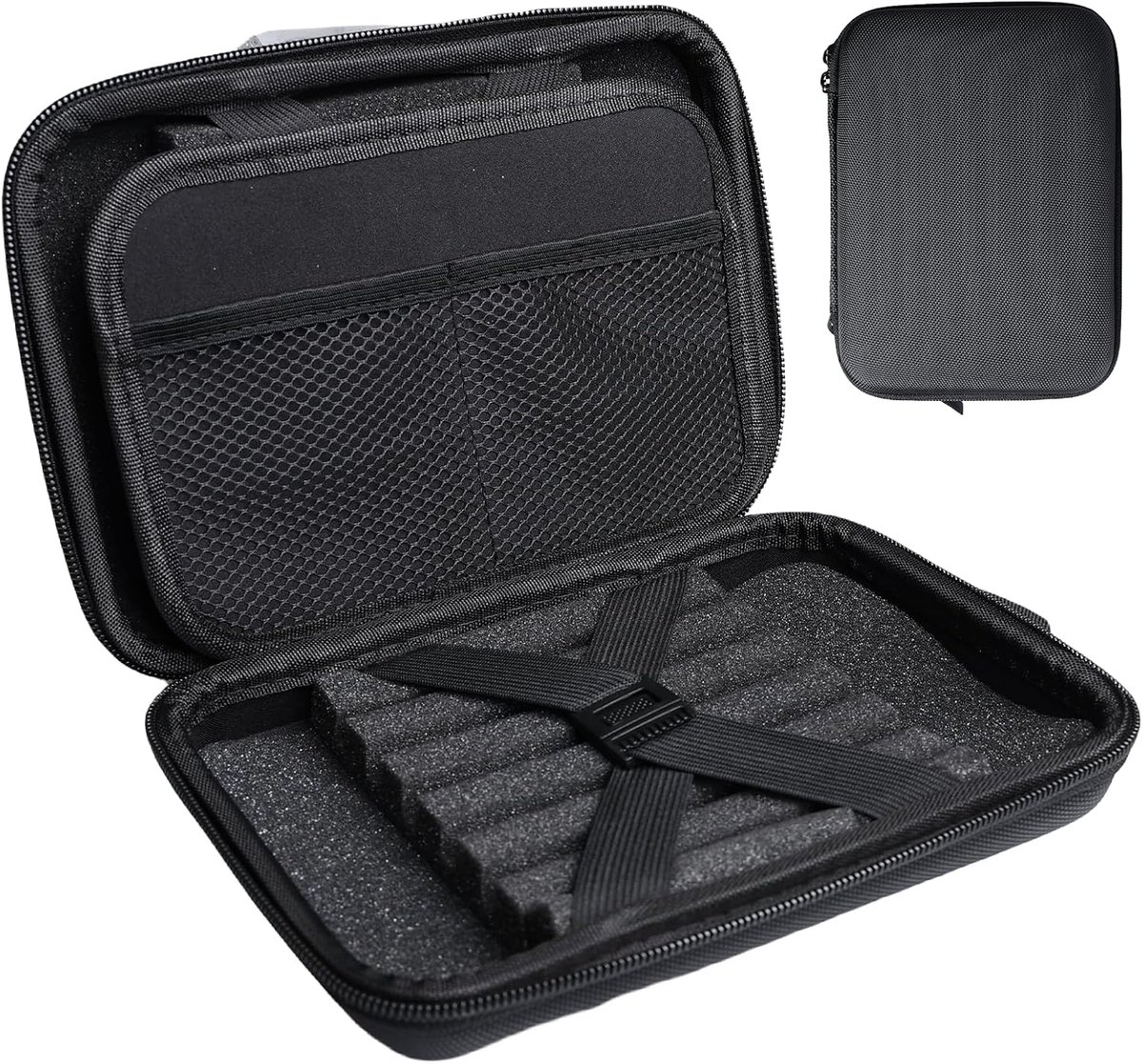 Darttas voor 12 darts, harde EVA-darttas, darttasorganizer, professionele dartaccessoires, draagbare dartbox voor darttips, schachten, vluchten en accessoires (zwart)