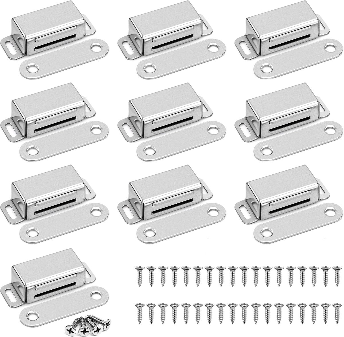 Kast, sterke magnetische vergrendeling van roestvrij staal, voor laden, kastdeur, kast, 10 stuks (46 mm)