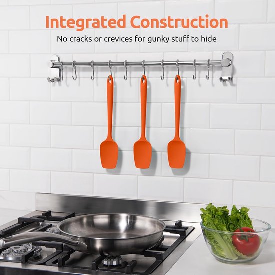 Siliconen Lepel Spatel 315℃ Hittebestendige Set van 3 (Oranje) - BPA - vrije Flexibele Rubberen Schraper, Koken Bakken Schrapen Mengen Keukengerei voor Non Stick Pan/ Wok — afbeelding 3