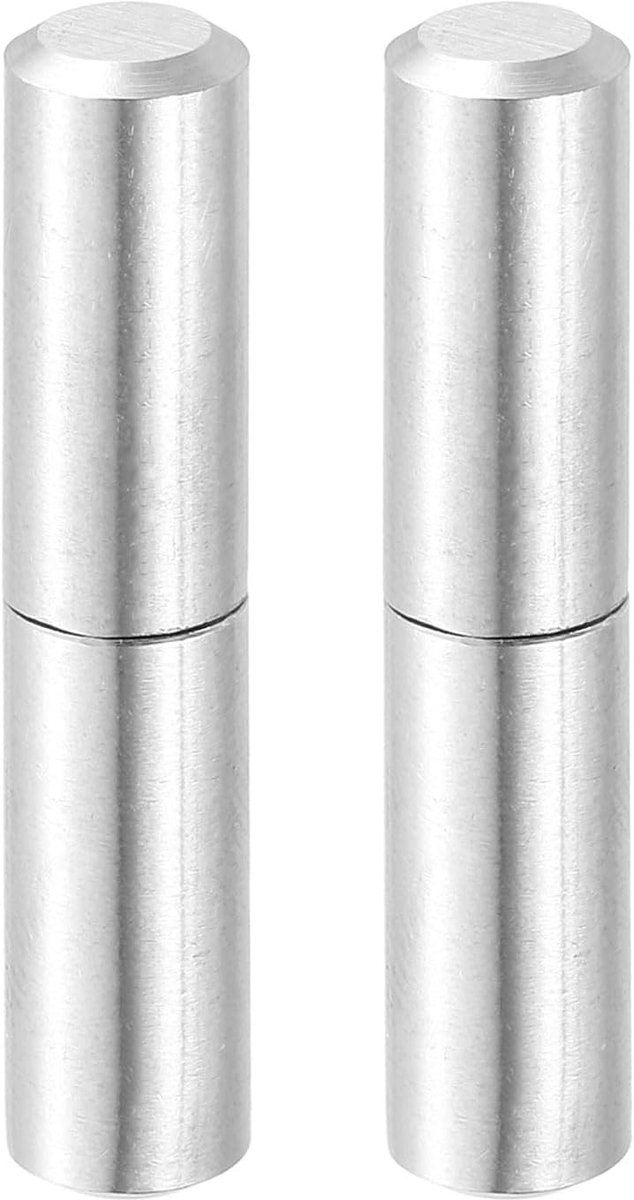 2 stuks 1-9/16" x 5/16" (LxD) roestvrij stalen lasbare afneembare vatscharnieren voor metalen deuren, draaideuren, aanhangerhellingen, zilver