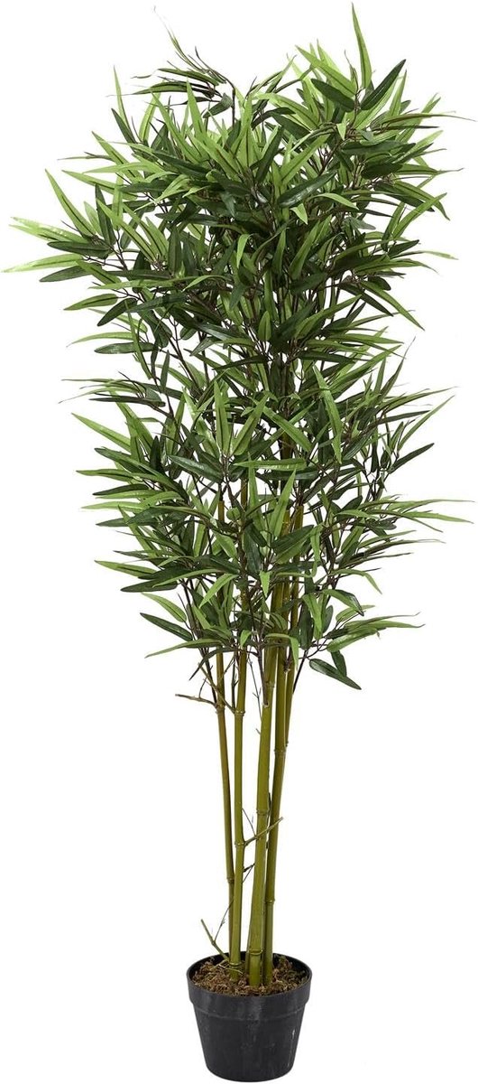 Kunstplant bamboe 135 cm - onderhoudsvrije kunstboom - natuurlijk uiterlijk - decoratieve groene sfeer - SnelShoppen
