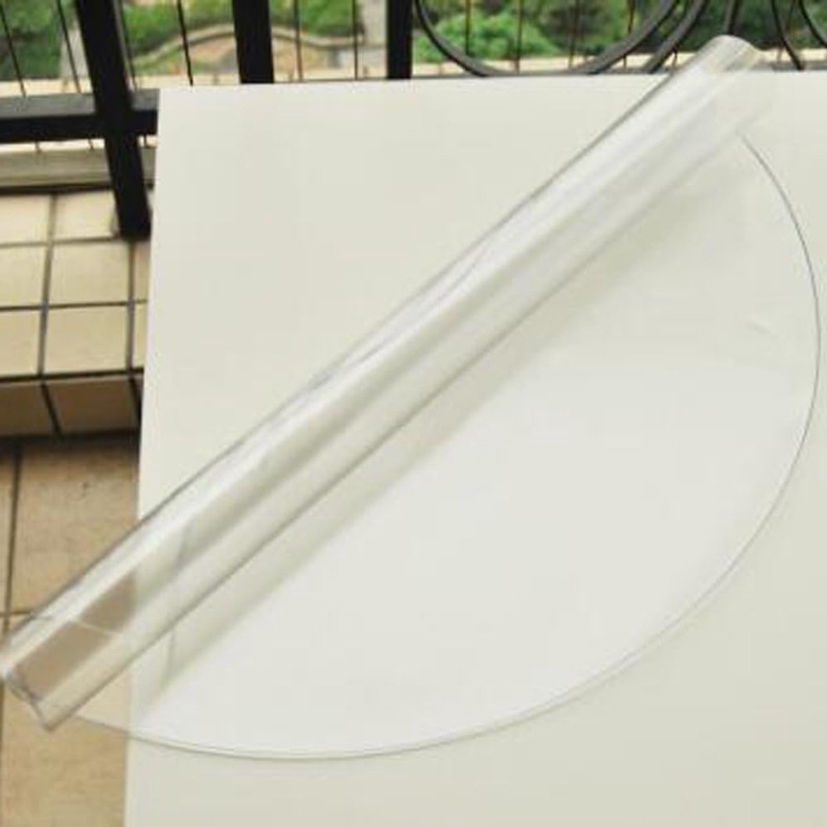Tafelkleed van pvc, rond, transparant, voor keuken, eetkamer, hout, meubelbescherming, diameter 120 cm, dikte 1,5 mm