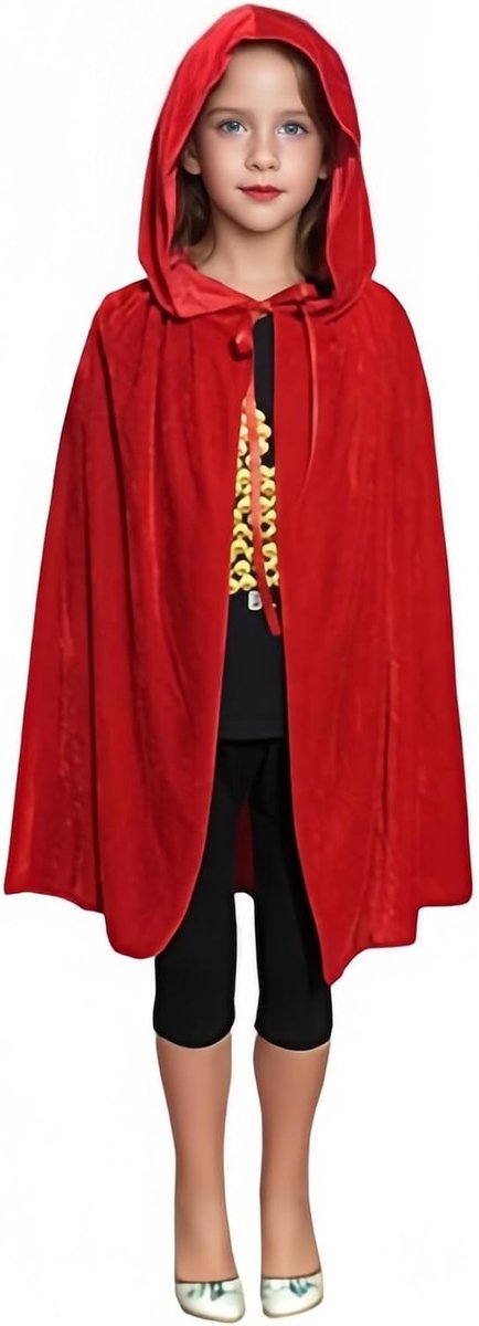 Mantel met capuchon Maxi Cape Kinderen Fluwelen Tovenaar Vampier Mantel Halloween Kerstmis Carnaval Kostuum