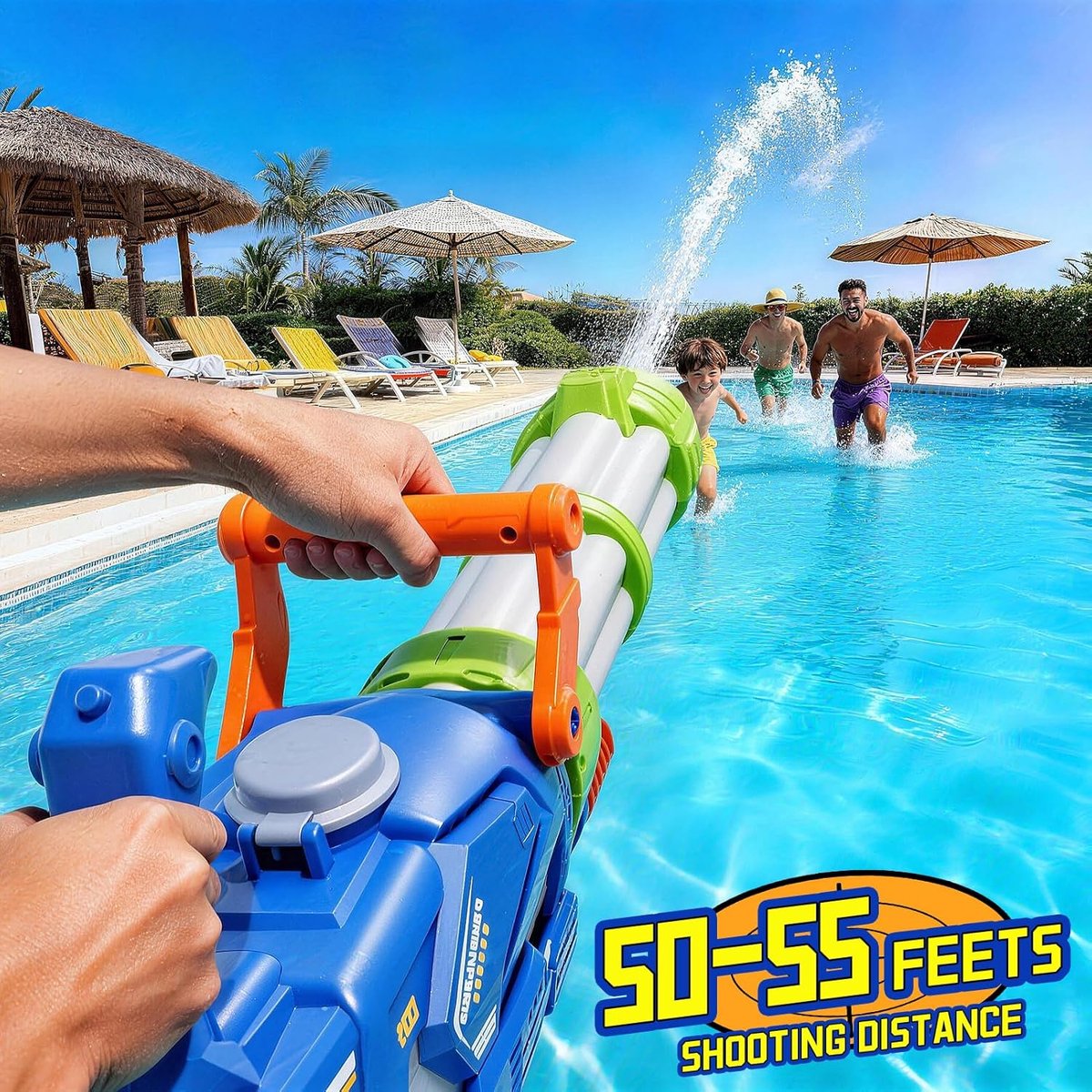 Elektrisch Waterpistool, Automatisch Spuitpistool met Licht- en Geluidseffecten, Groot Pistool van 57 cm voor Zomerse Buitengevechten voor Kinderen vanaf 3 jaar en Volwassenen