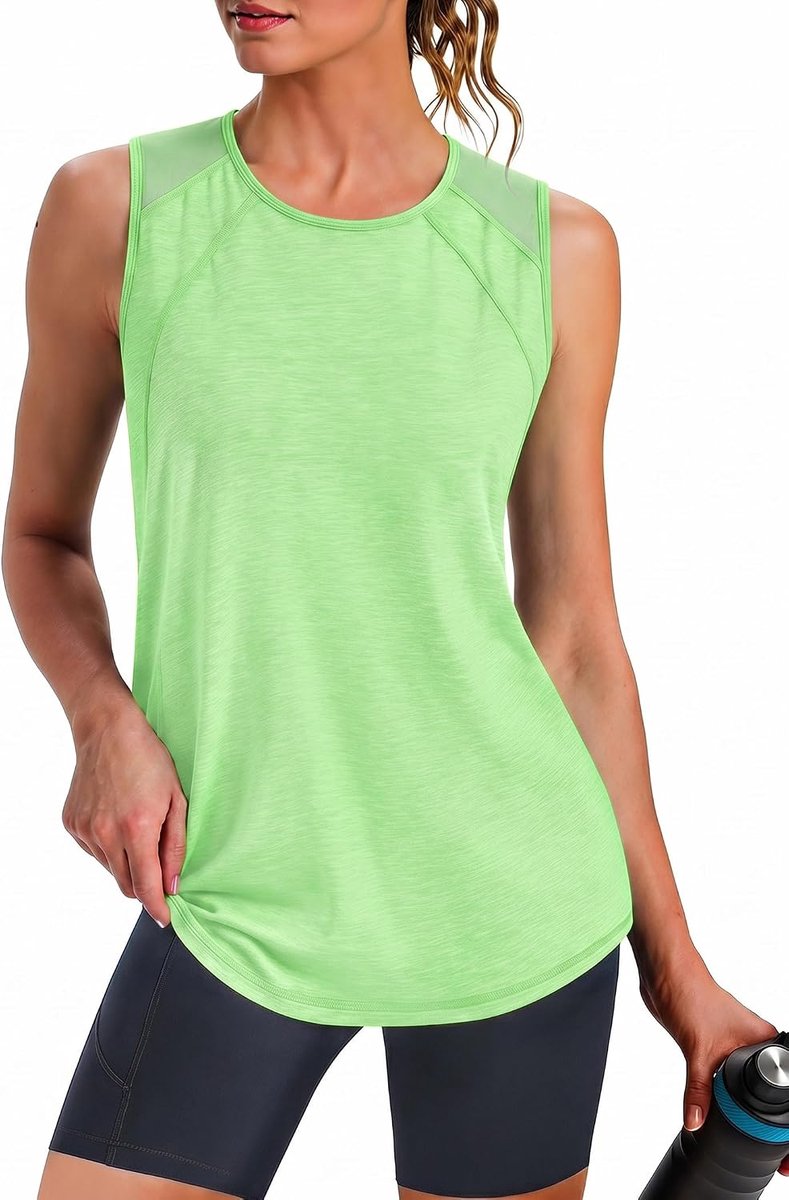 Sportieve tanktop voor dames, mouwloos, licht en ademend, atletische T-shirts voor dames, comfortabel voor training en training | Sneldrogende stof, ademend mesh-paneel, lichtgewicht racerback-pasvorm, voor hardlopen, yoga en gymtraining