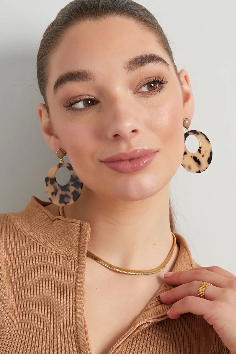 Ronde oorbellen met print leopard