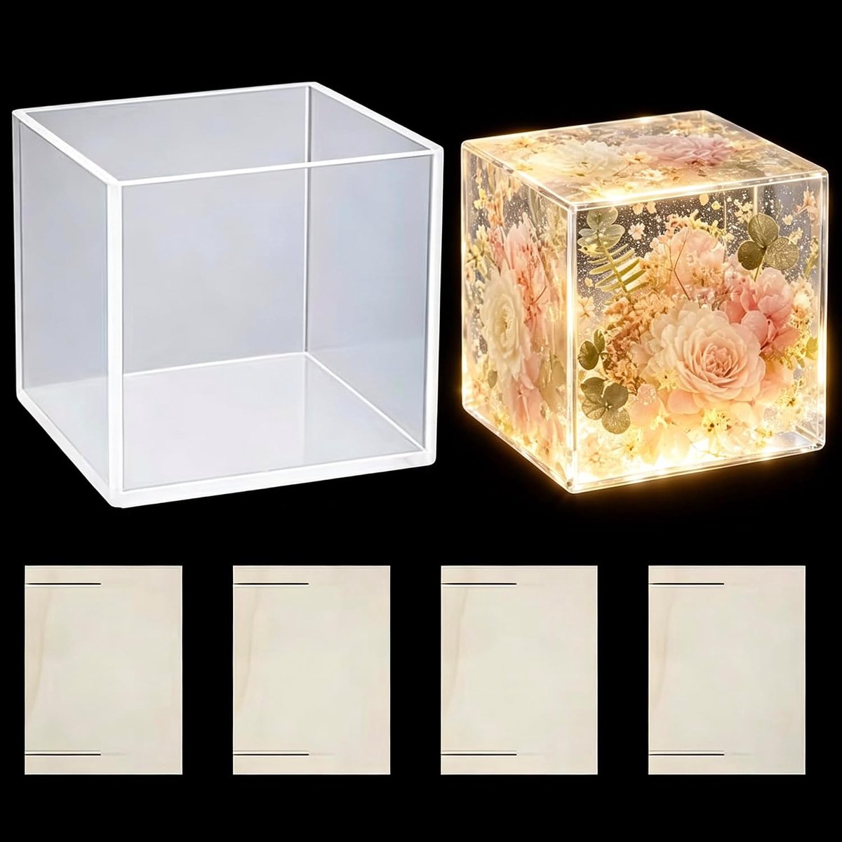 siliconen mal 10 x 10 cm kubus hars epoxyhars | Vierkante gietvorm, kubus, hars, siliconen mallen voor huisdecoratie, kaarsen, zeep, doe-het-zelf handwerk