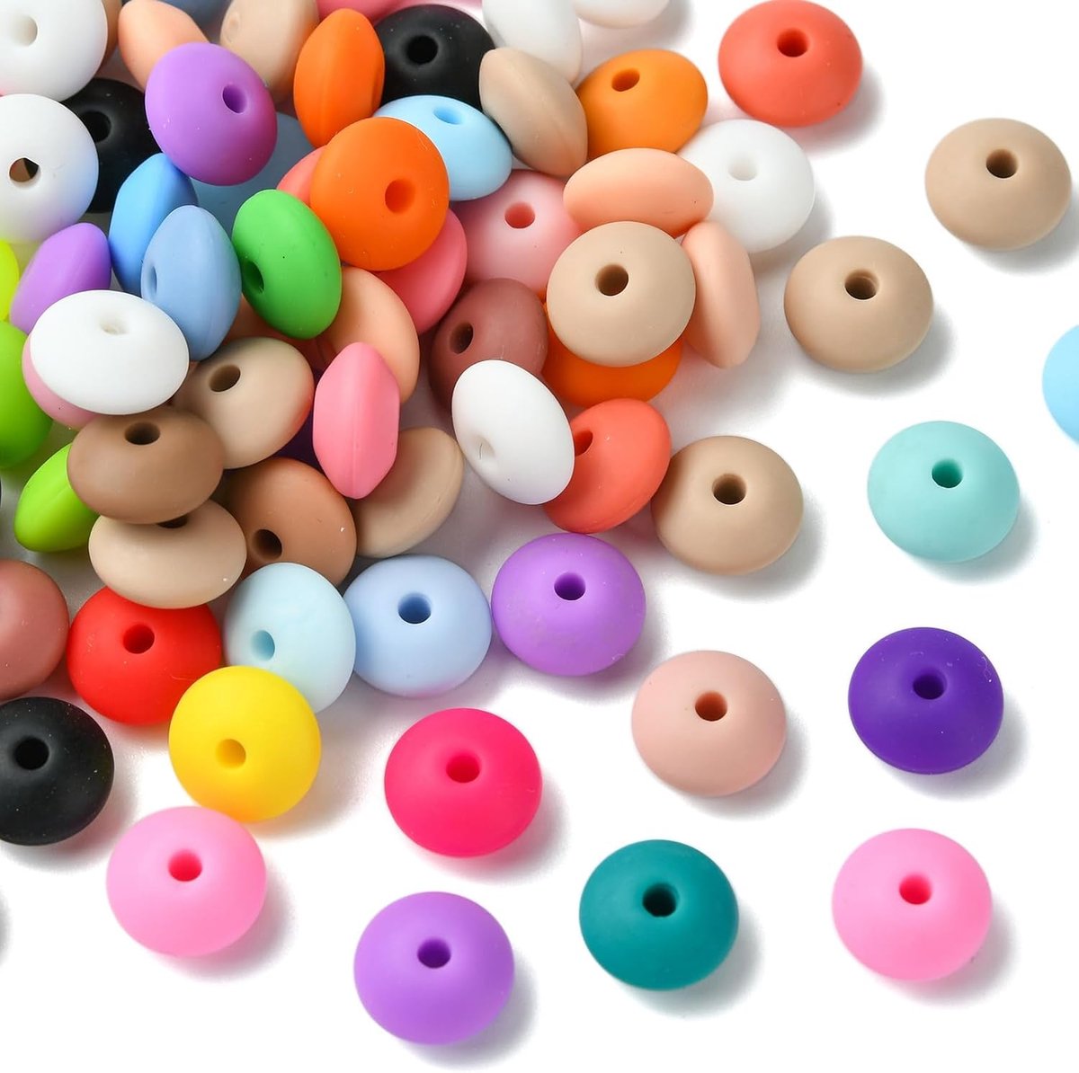 100 stuks veelkleurige bulk siliconen kralen 11,5 mm losse telraam kralen rubberen kralen voor sleutelhanger maken doe-het-zelf ketting armband lanyard sieraden ambachten maken benodigdheden