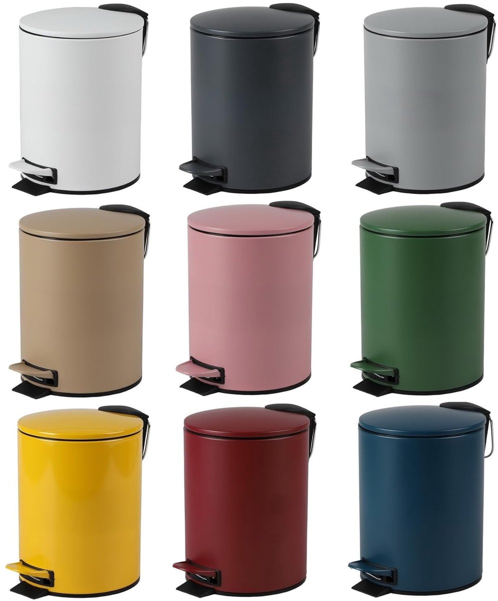 Pedal bin 3 liter - grijs - soft-close mechanisme - ideaal voor badkamer - SnelShoppen