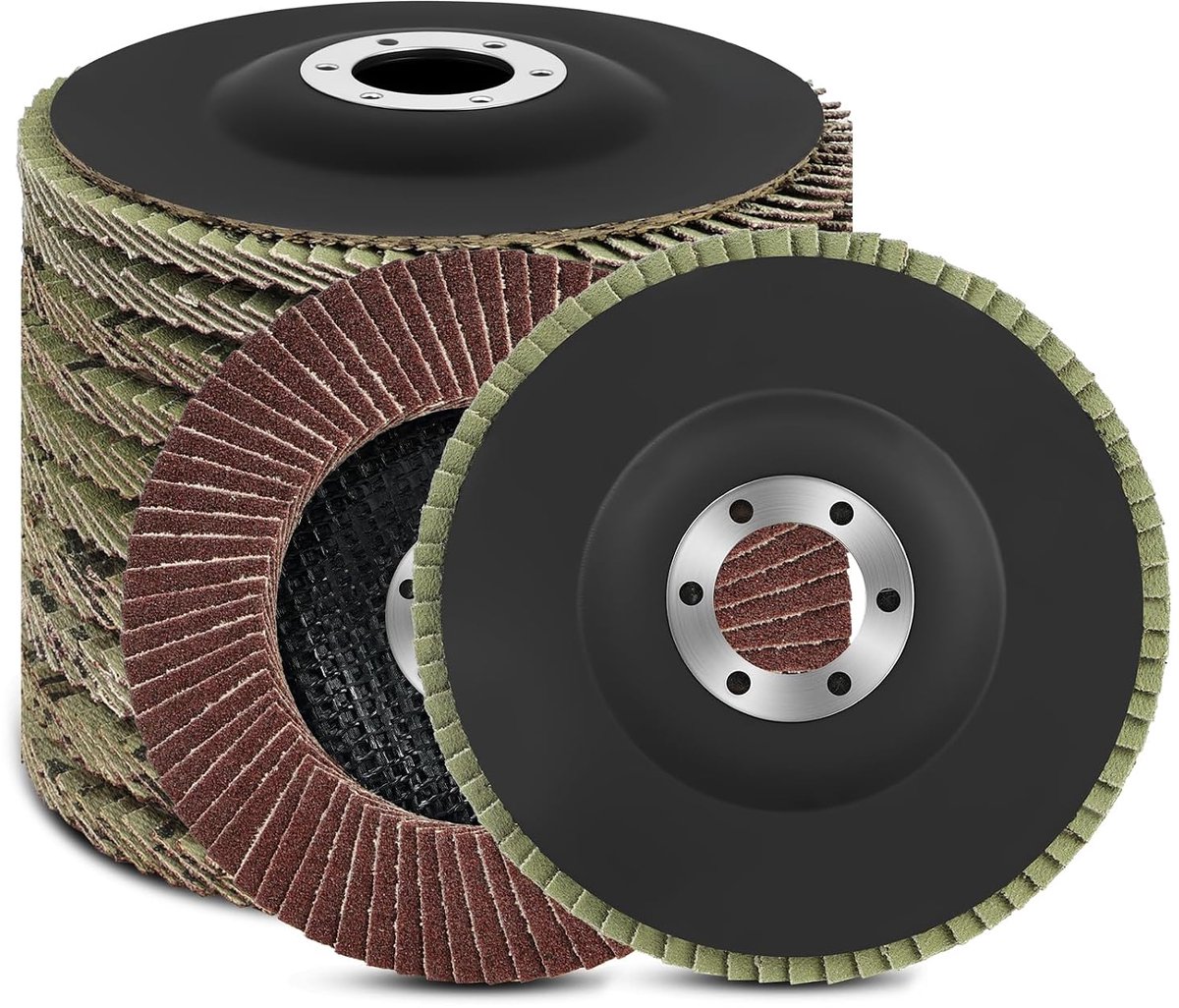 10-delige waaierschijven, Ø115mm x 22mm korrel 40/60/80/120 gemengde set, waaierschijven, schuurmopschuurschijven, lamellenschijf voor metaal, hout, haakse slijper en polijstmachine - Rood