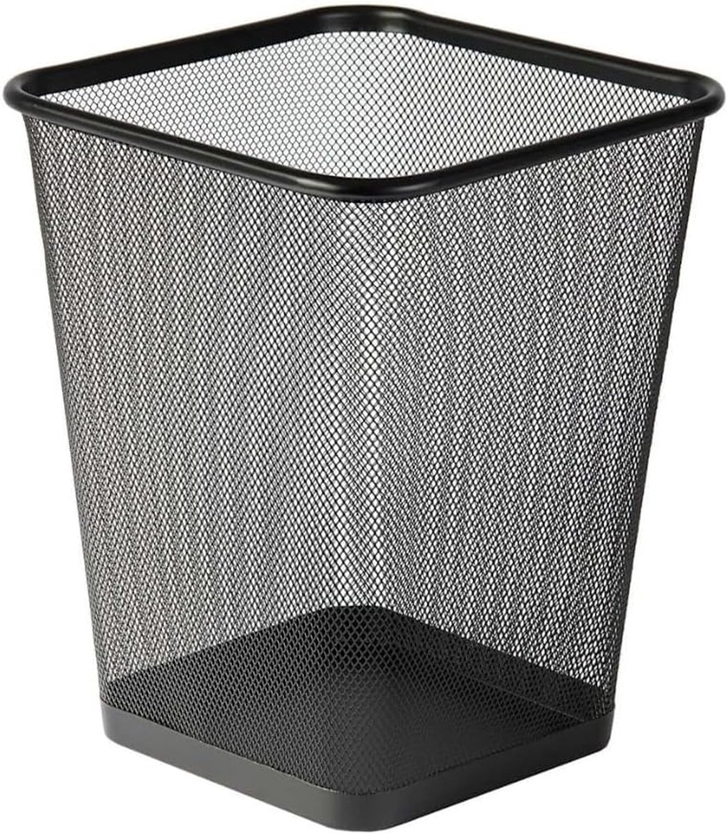 Vuilnisemmer vierkant - metalen afvalbak - mesh design - ideaal voor kantoor of thuis - SnelShoppen