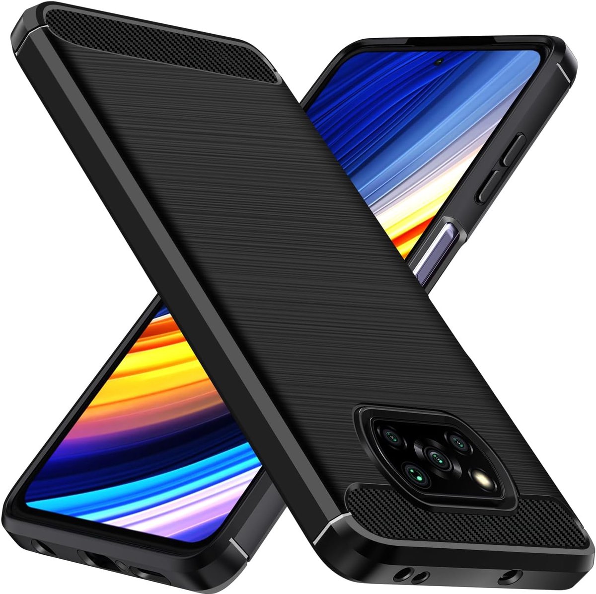 IVoler Beschermhoes voor Xiaomi Poco X3 Pro/Xiaomi Poco X3 NFC, stootbescherming in militaire kwaliteit, dunne, zachte beschermhoes van TPU-siliconen, anti-vingerafdruk, krasbestendig, zwart