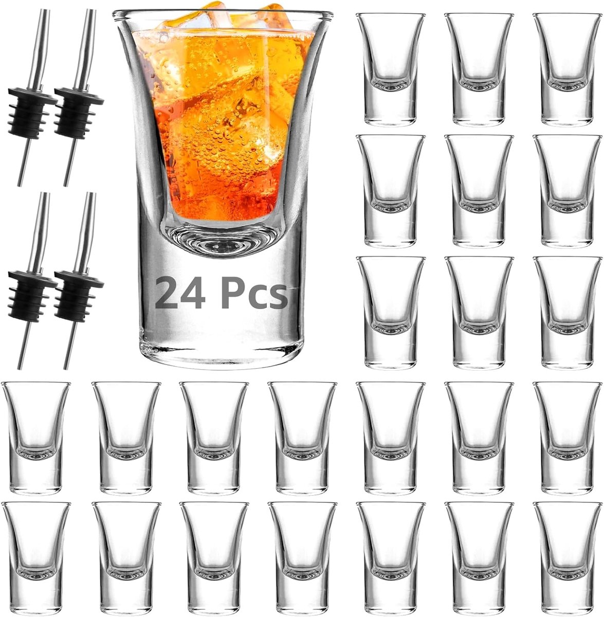 Shotglazen glas, schnapsglas schnaps glazen met dikke bodem en wijnschenker voor feest, club, bar, drinken, vaatwasmachinebestendig