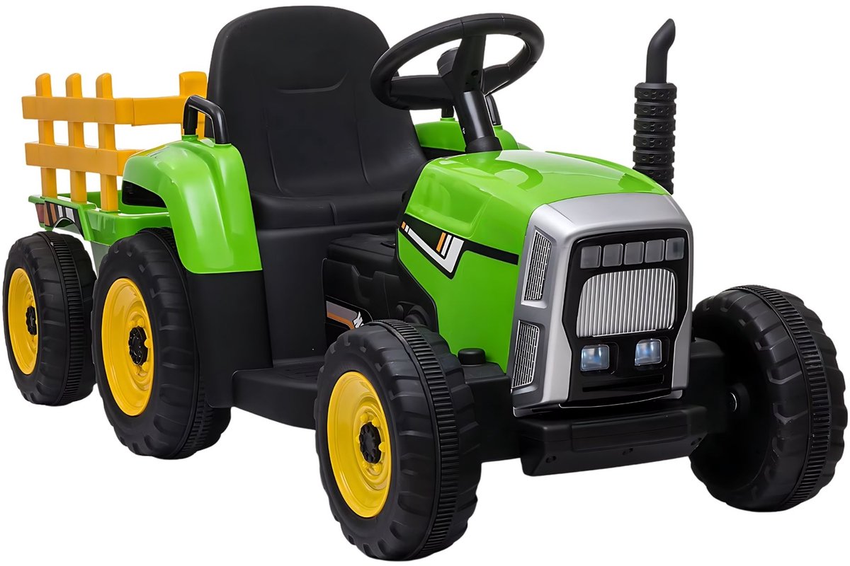 Elektrische kindertractor - Met trailer, afstandsbediening, 7 LED-koplampen - Groen