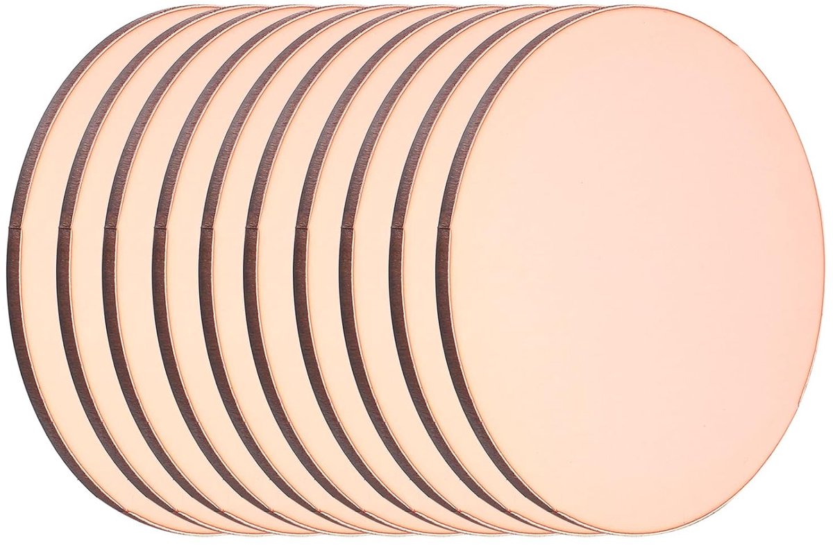 Koperen platen, 60 mm, diameter 1 mm, dikke platen van puur koper, T2 voor knutselwerk, doe-het-zelf, elektrische reparaties, industrieel gebruik