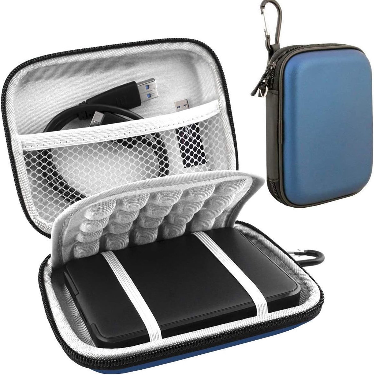 Externe Beschermhoes Harddrivetasse Harde Schijf Tas voor Western Digital WD Elements/WD My Passport/WD My Passport Mac Portable HDD 1TB 2TB 4TB 5TB USB 3.0 2.5 Inch Storage Travel Case, Blauw