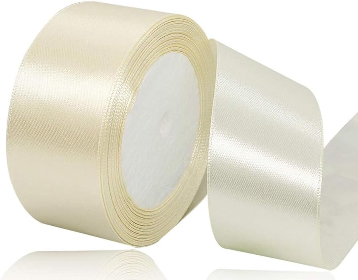 lint, beige, 40 mm, 22 m, stoffen lint voor geschenkverpakking, naaien, handwerk, ballon, bruidsboeket, bruiloftsdecoratie