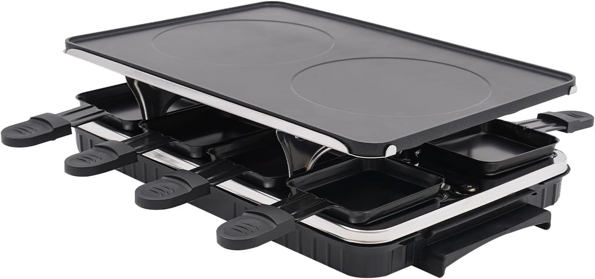 Elektrische grillpan, dubbelzijdig, elektrische multifunctionele grillpan, instelbare temperatuur, geschikt voor familiefeesten, Europese standaard, zwart