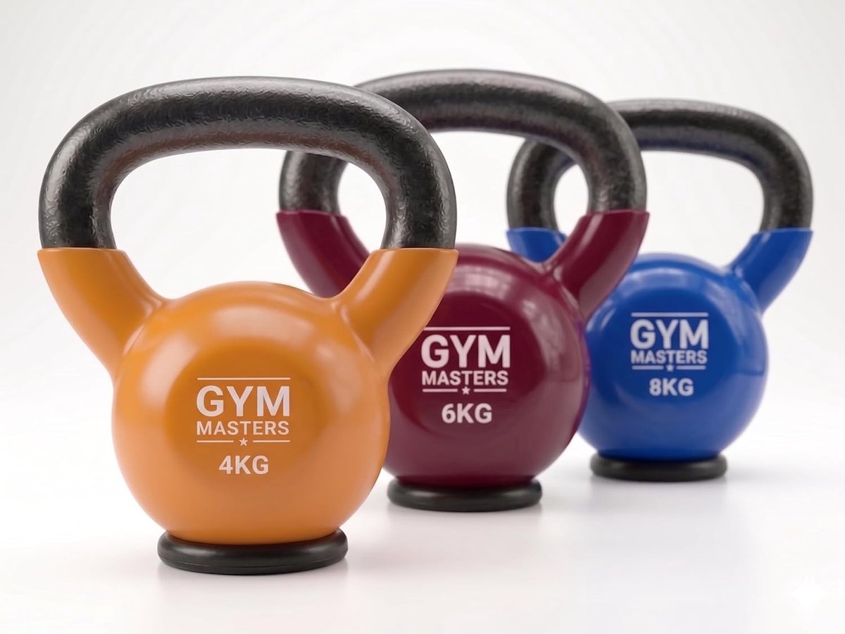 Kettlebell set 2-10 kg - vinyl - rubber basis - optimale vloerbescherming - ShopVlot