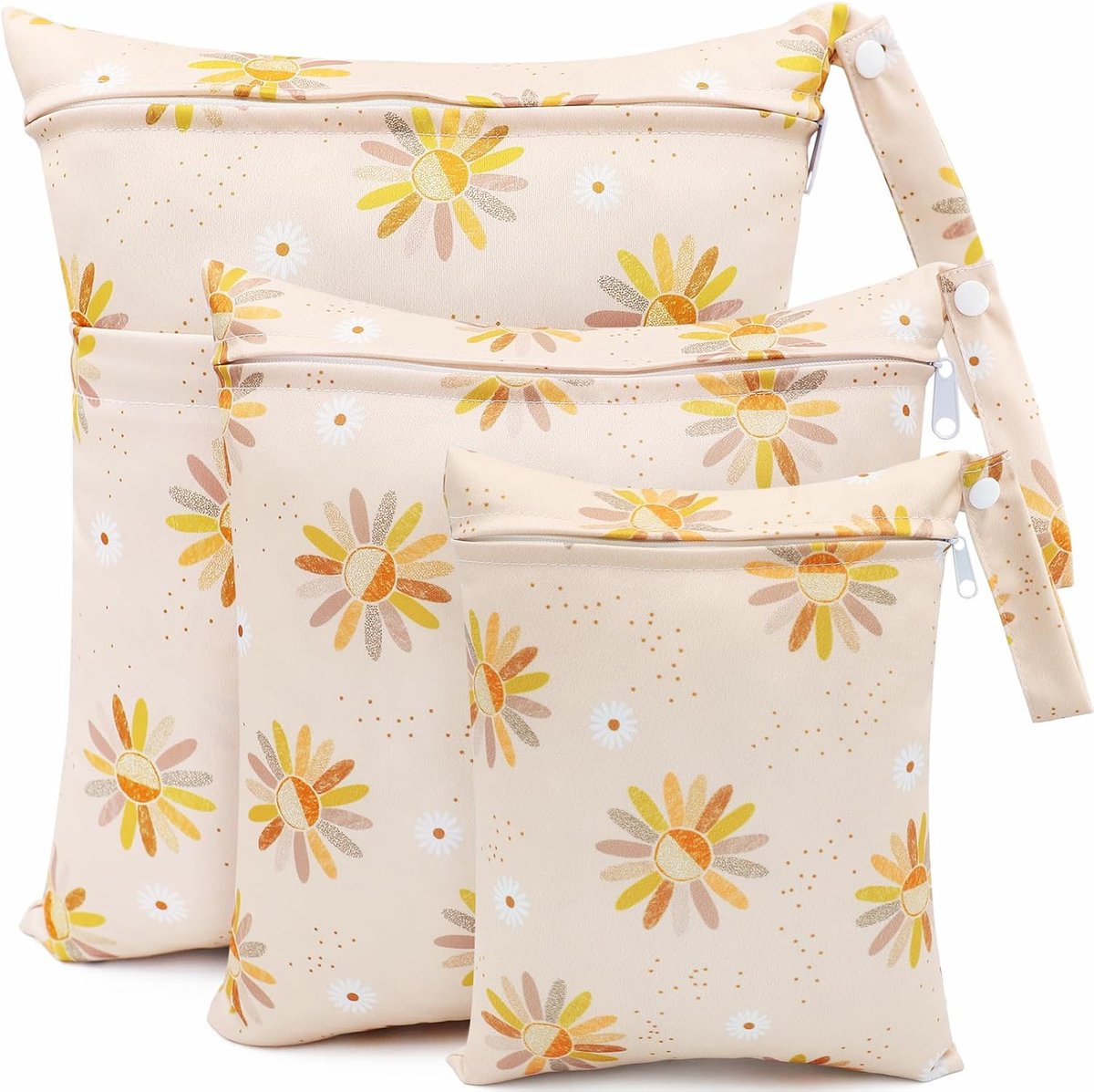 Luiertas met Neuszakken - 3 Stuks Wetbag - Blauwe Bloem - Herbruikbare Organizer voor Baby's - ShopVlot