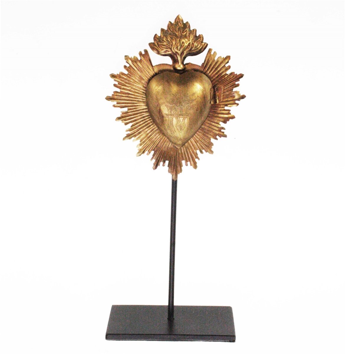 Heilig Hart op standaard, metaal 10x5x26cm