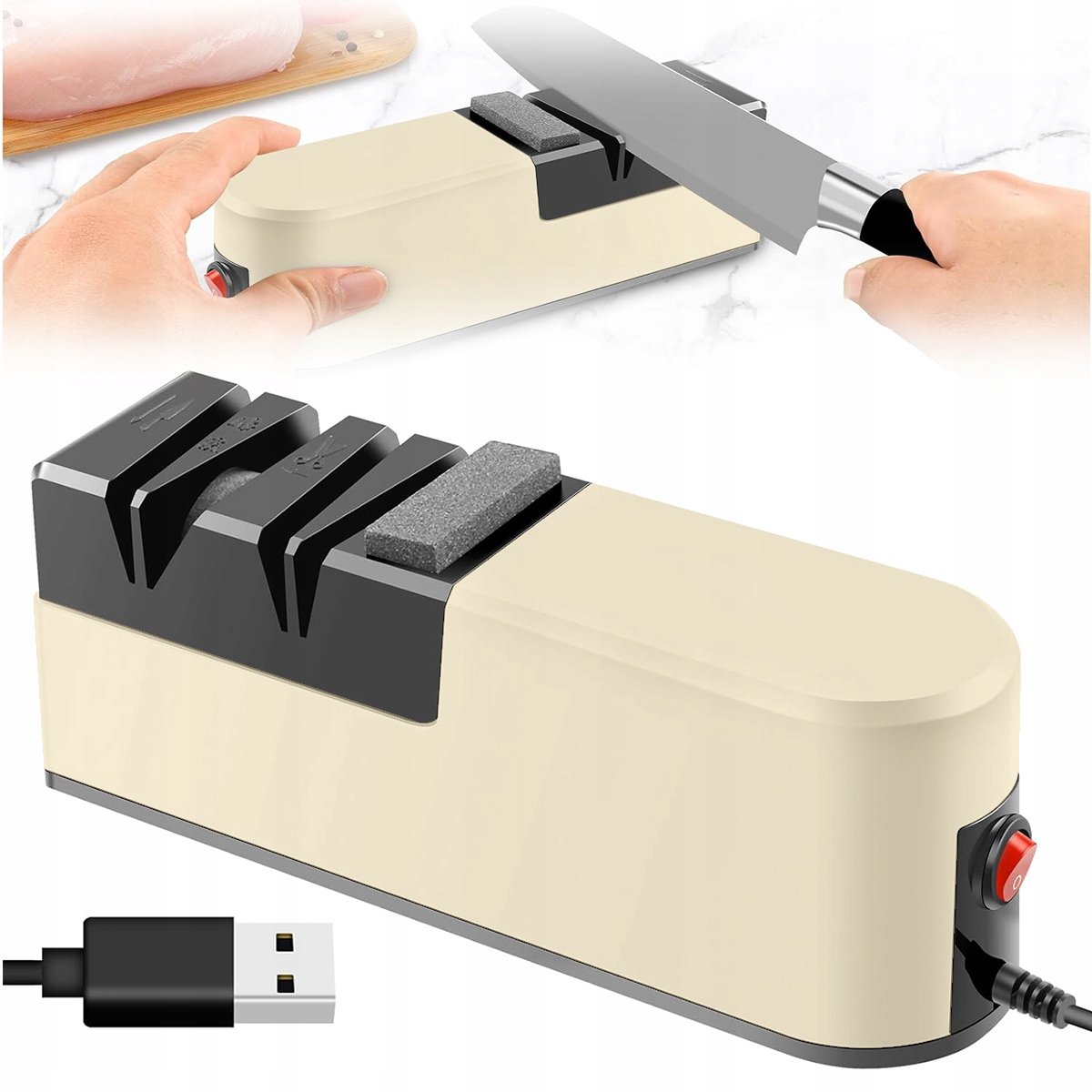 Elektrische Messenslijper 5-in-1 met USB-voeding