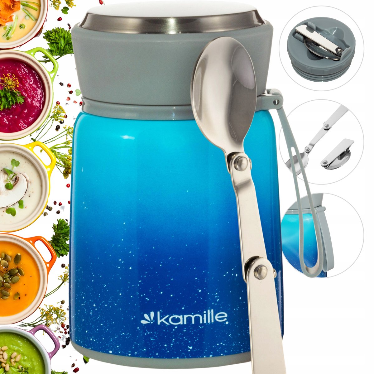 Kamille Thermos Lunchbox 530ml - Houdt Maaltijden Warm of Koud