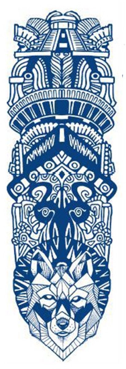 Tijdelijke sleeve tattoo tribal wolf 2 weken
