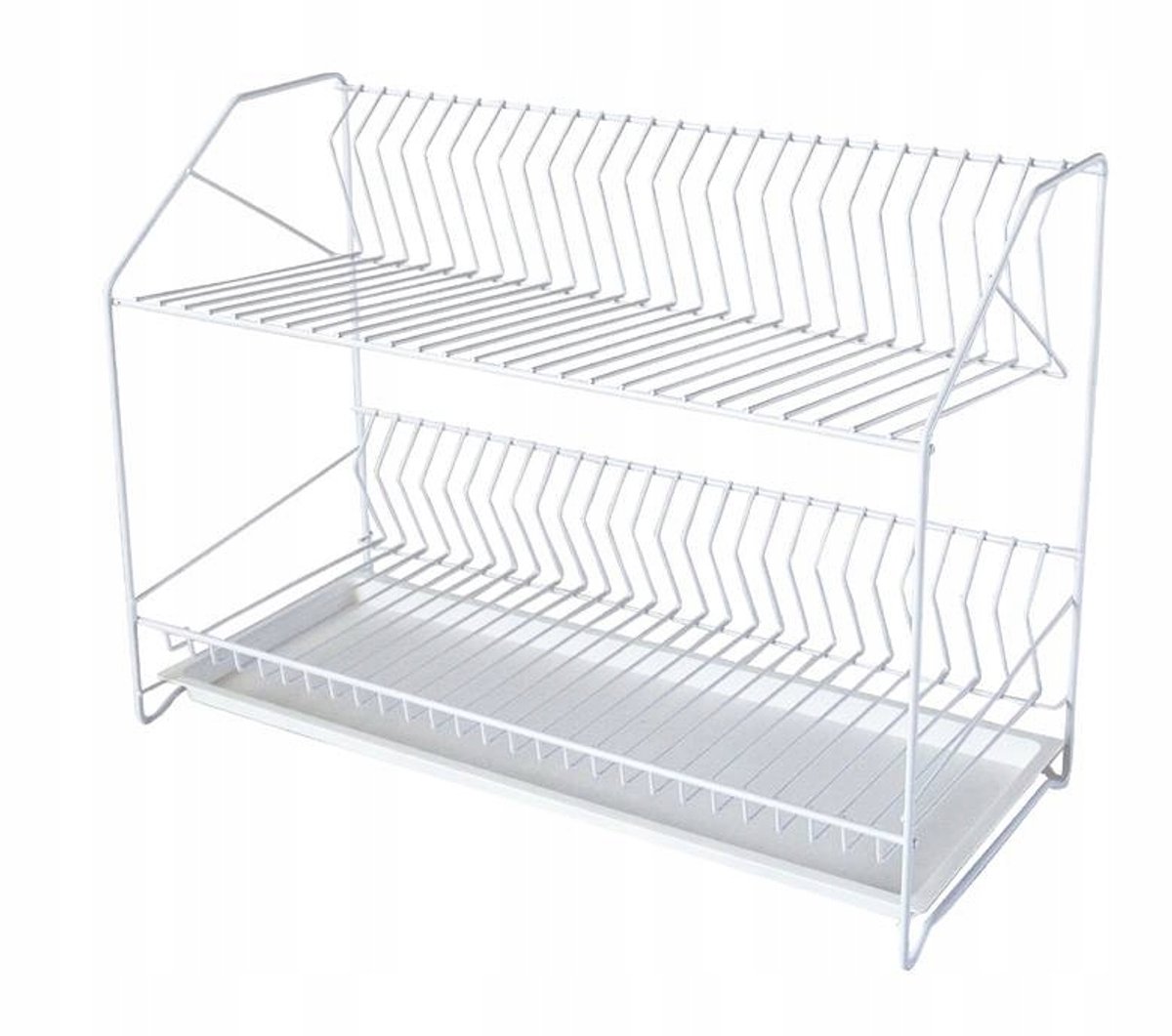 2-laags Afdruiprek Keuken 60cm Wit met Lekbak - Ruimtebesparend