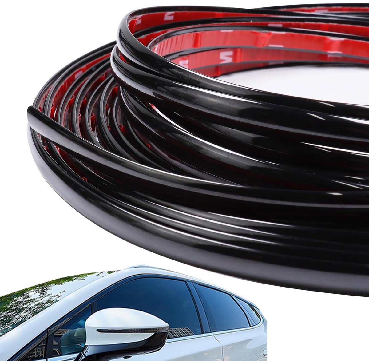Chromen strips auto 12 mm x 5 m - Sierstrip - Zwart buitendecoratie - Verhoogt uitstraling - ShopVlot