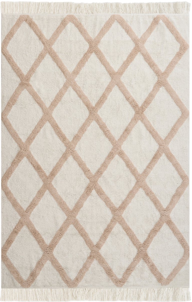 PUNSARI - Kindervloerkleed - Beige - 140 x 200 cm - Katoen
