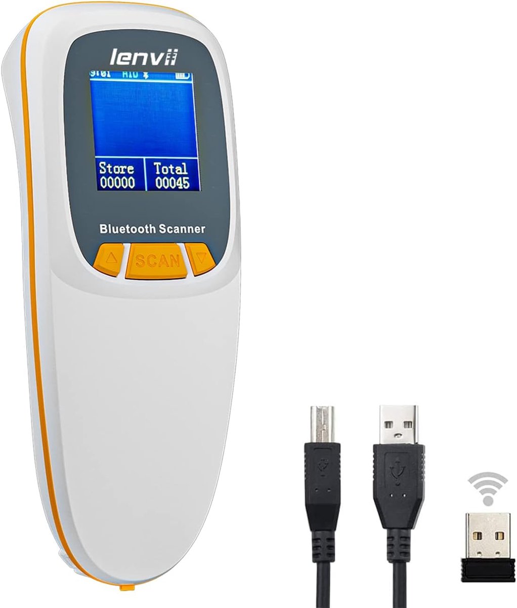 Barcode scanner draadloos - Qr code scanner 1D/2D - Bluetooth en USB - Draagbare handscanner voor PC en POS systemen - ShopVlot