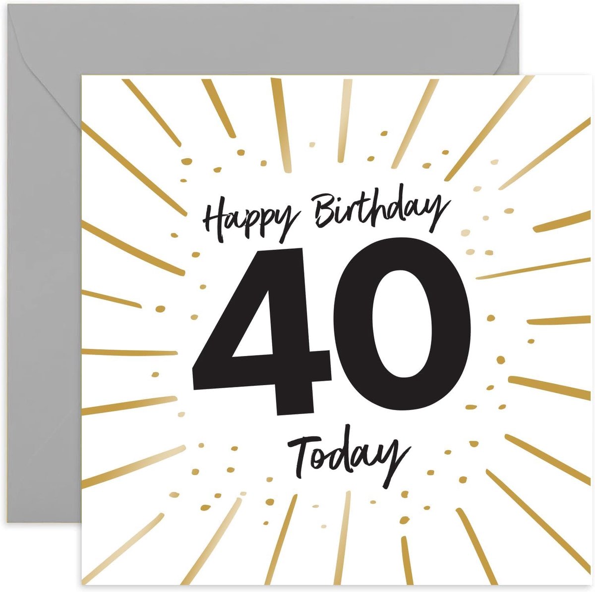 Verjaardagskaart 40 Jaar - Gouden Folie Confetti - Stijlvolle Verjaardagskaart voor Hem of Haar - ShopVlot