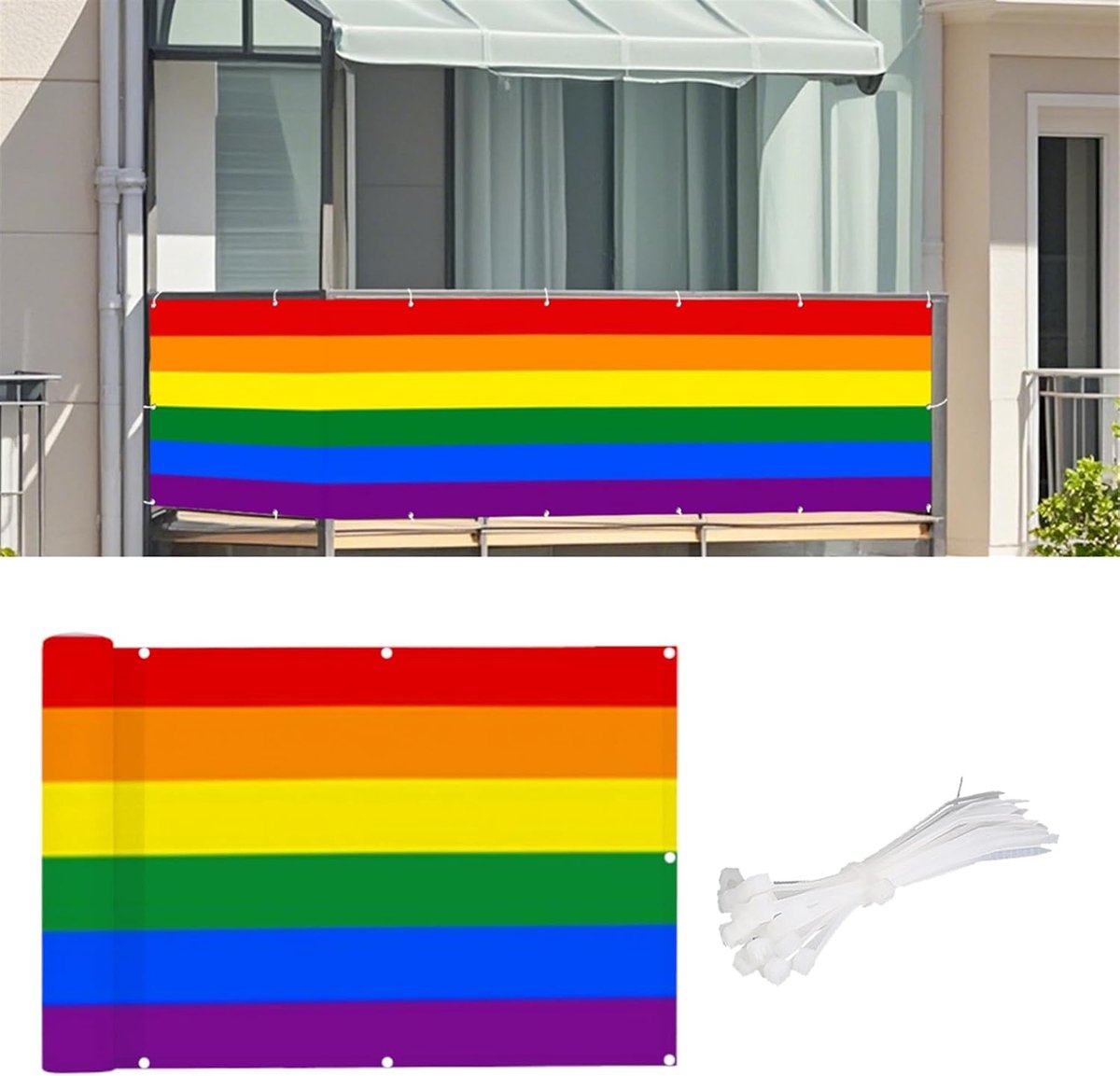 Balkonscherm 70 x 300 cm - ondoorzichtig - waterdicht - inkijkbescherming voor privacy - ShopVlot