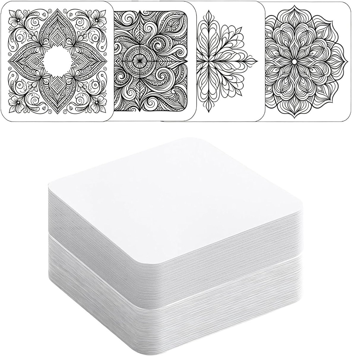 Zentangle papier tegels 10 x 10 cm - onbedrukt wit - geschikt voor mandala's - ideaal voor creatieve projecten - ShopVlot