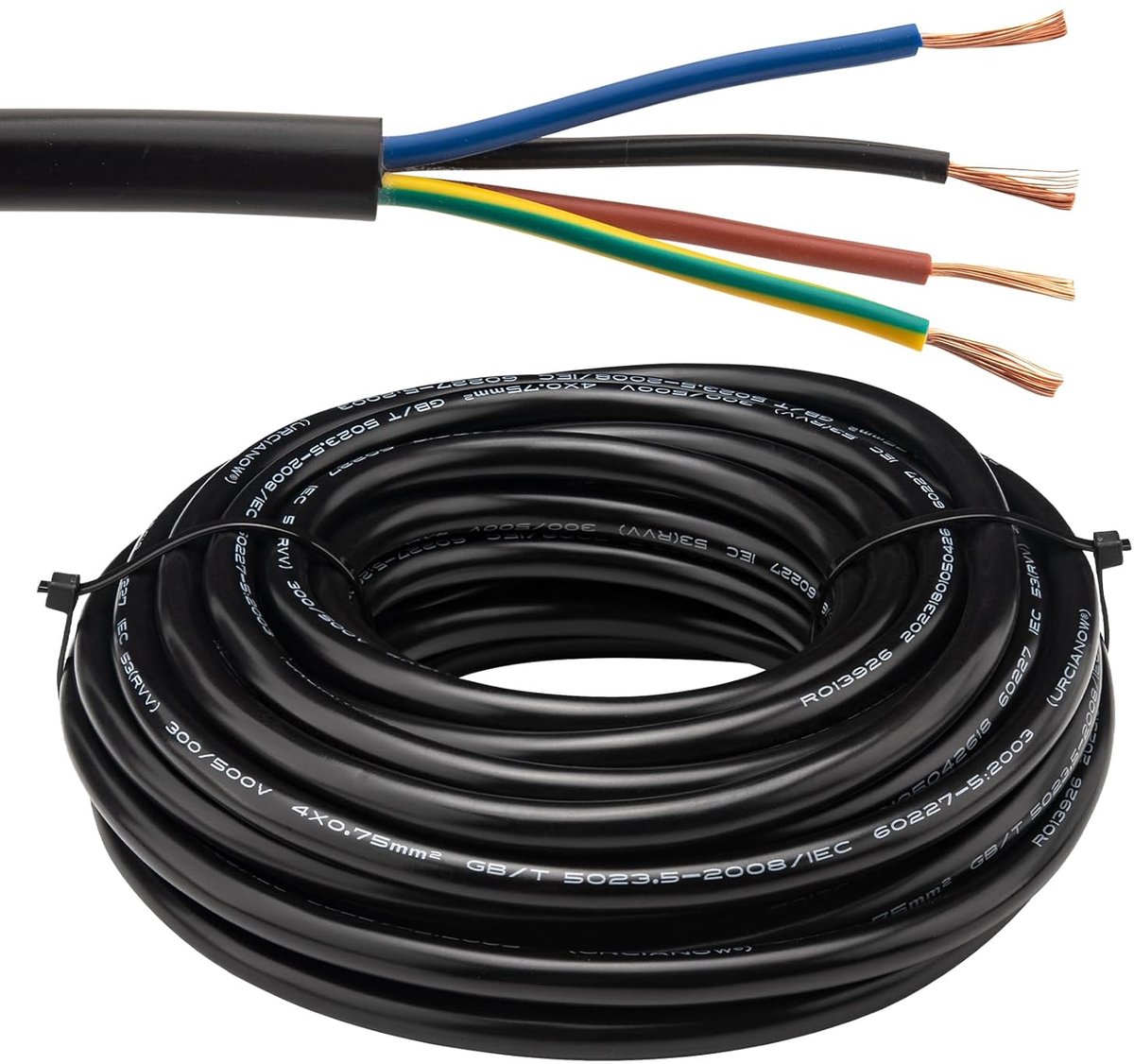 RVV kabel 10m 4 aders - 0.75mm² koper - PVC coating - Geschikt voor elektrische installaties - ShopVlot