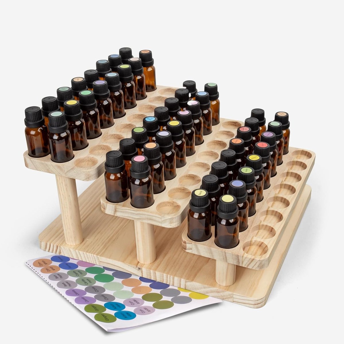 Olieopslagdoos 72 Compartimenten - Houten Display - Ideaal voor Essentiële Olie en Nagellak - Handige Organisator - ShopVlot