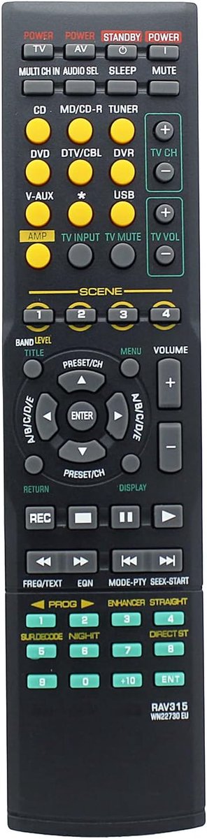 Afstandsbediening RAV315 WN22730EU - Vervangend model - Geschikt voor Yamaha AV receivers - Direct gebruiksklaar - ShopVlot