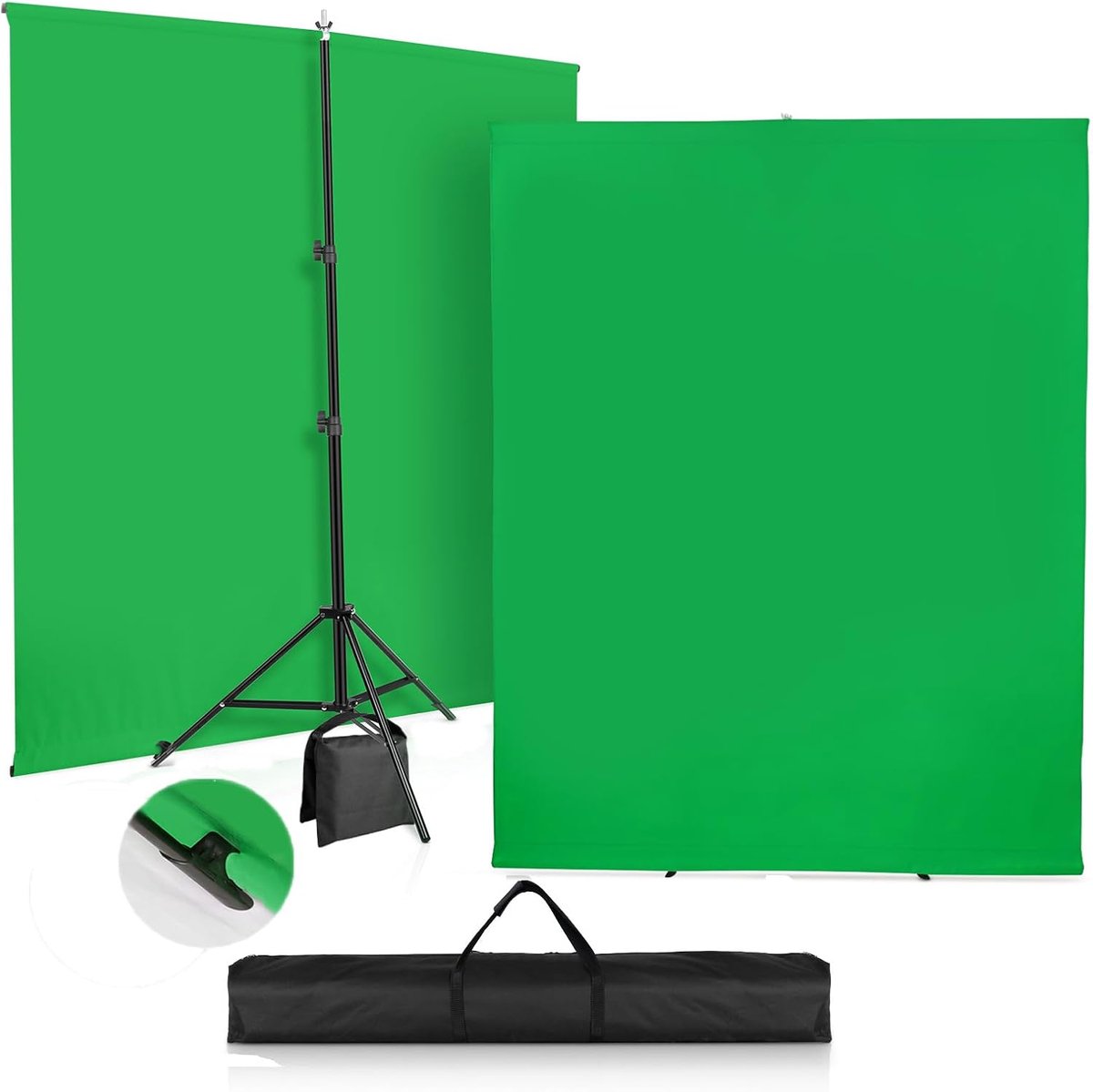 Greenscreen met Stand 2,6 x 2,0 m - Verbeterde achtergronddoek - Stabiliteit door driehoekstructuur - ShopVlot