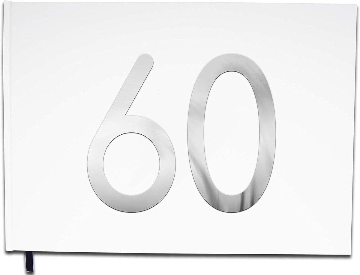Gastenboek voor 60e verjaardag - premium kwaliteit - verchroomde letters - 100 pagina's - ShopVlot
