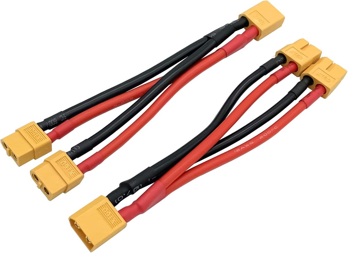Parallel Y Splitter batterijconnector 12AWG - Dubbele XT60 verlengkabel - 2 vrouwelijke aansluitingen - ShopVlot