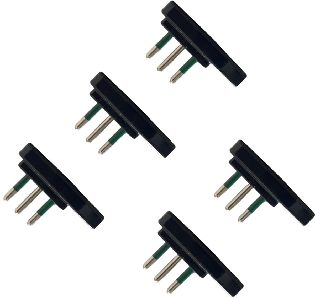 Set platte stekkers 10A - ruimtebesparend - zwart - ideaal voor smalle ruimtes - ShopVlot
