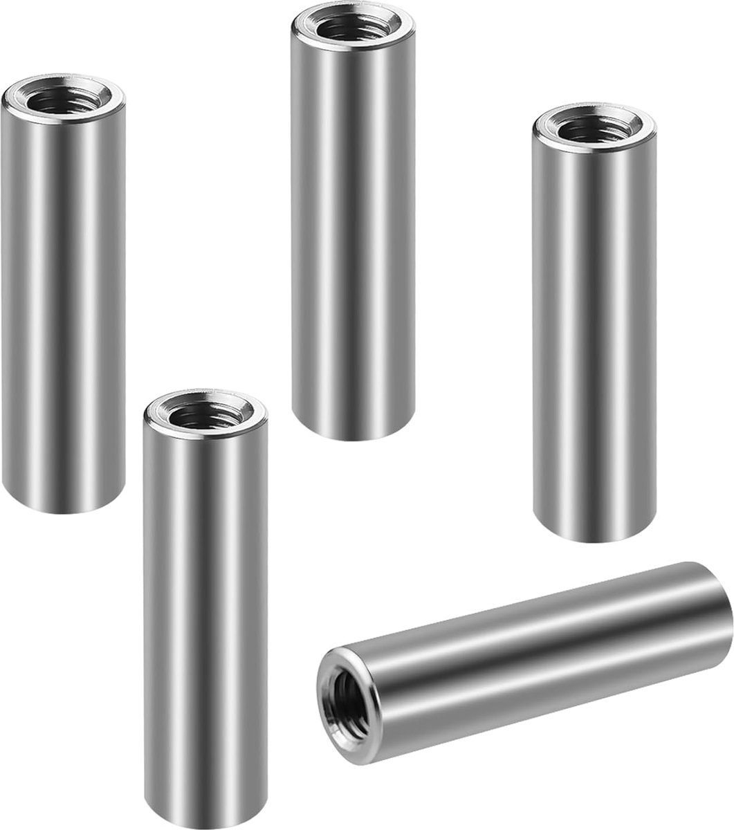 M5 x 30mm ronde draadbussen - 304 roestvrij staal - 5 stuks - ideaal voor verlengen van schroefdraad - ShopVlot