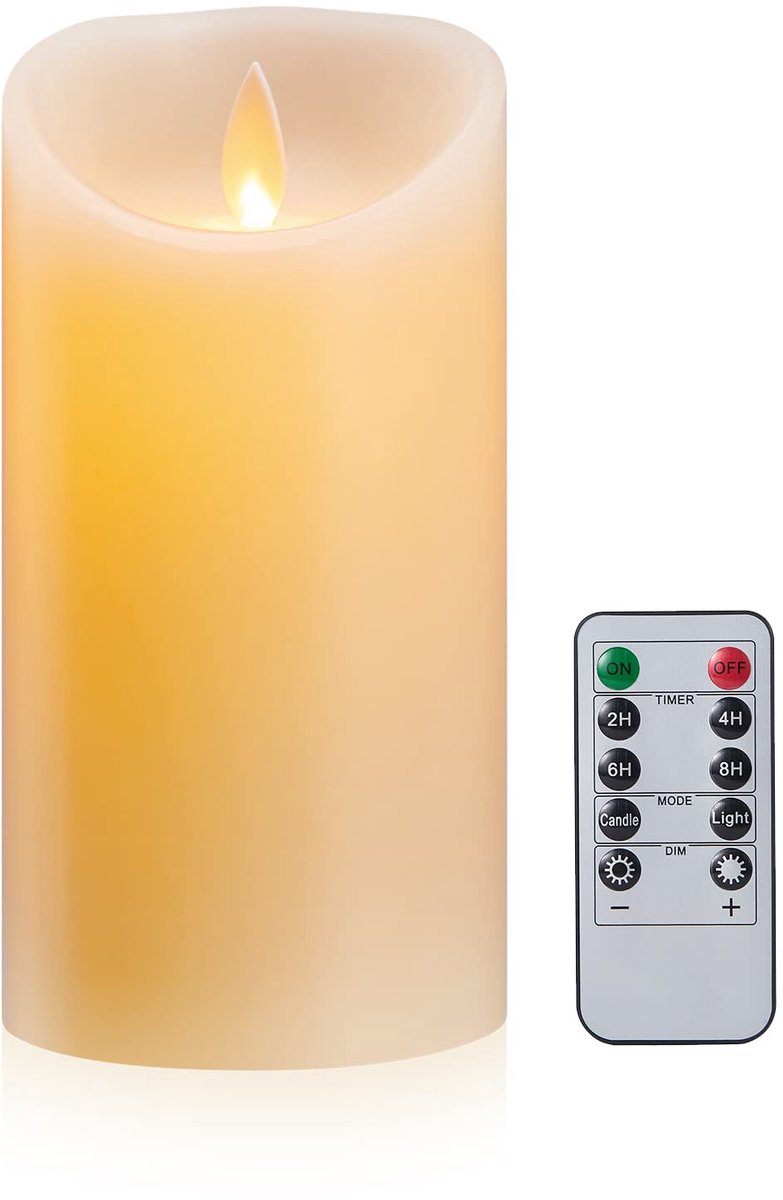 LED kaars 15cm - echte wax - ivoor - met timer voor binnen/buiten - ShopVlot