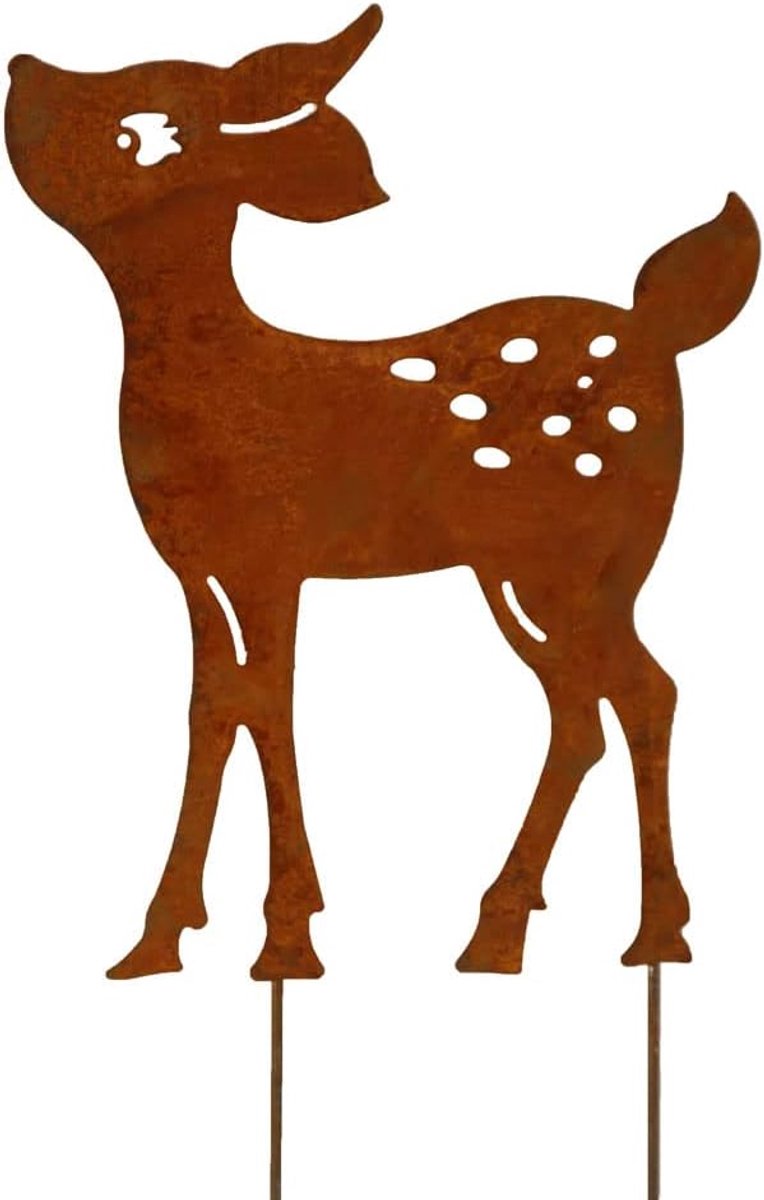 Tuindecoratie hert Bambi 40cm - patina roestkleur - sfeervolle toevoeging voor de tuin - perfect als cadeau - ShopVlot