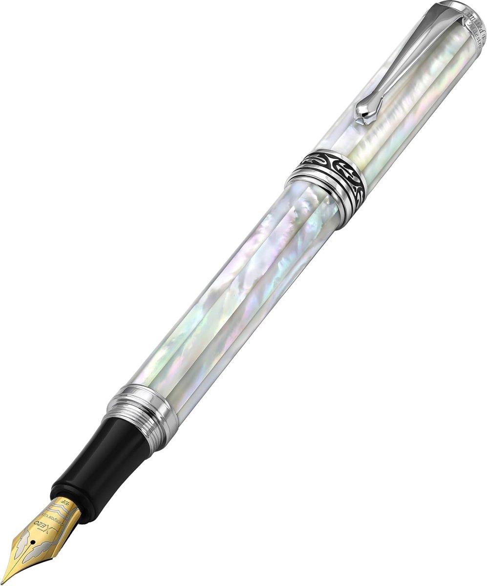 Vulpen extra fijne nib - oceaanwit parelmoer - handgemaakt, gelimiteerde editie - uniek schrijfgenot - ShopVlot