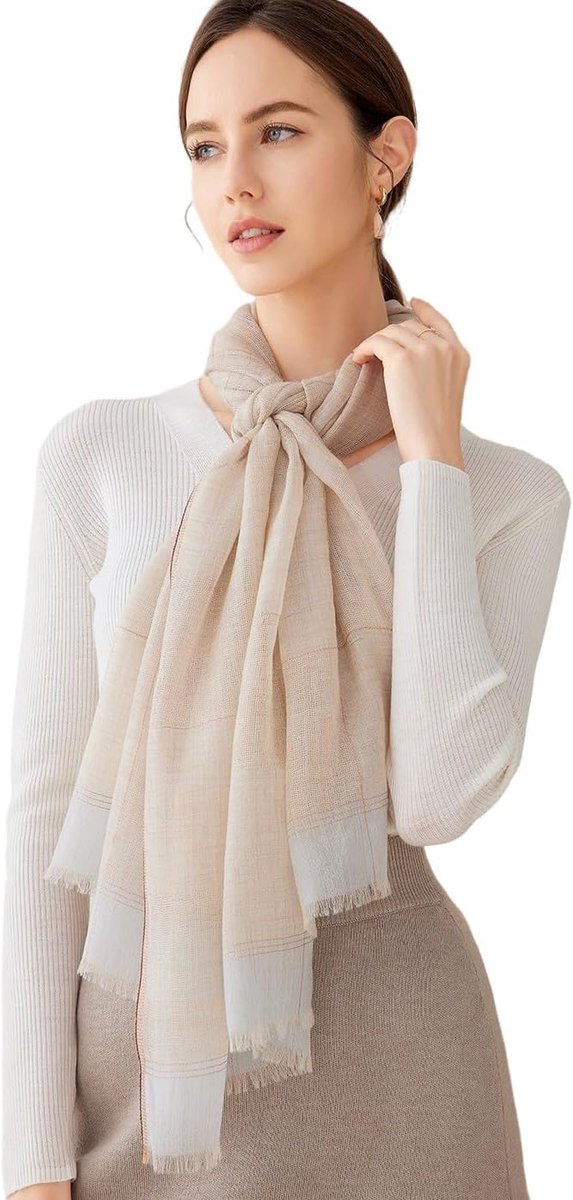Sjaal voor vrouwen XL - 100% fijne kasjmier - kleurrijk met franjes - perfect voor elk seizoen - ShopVlot