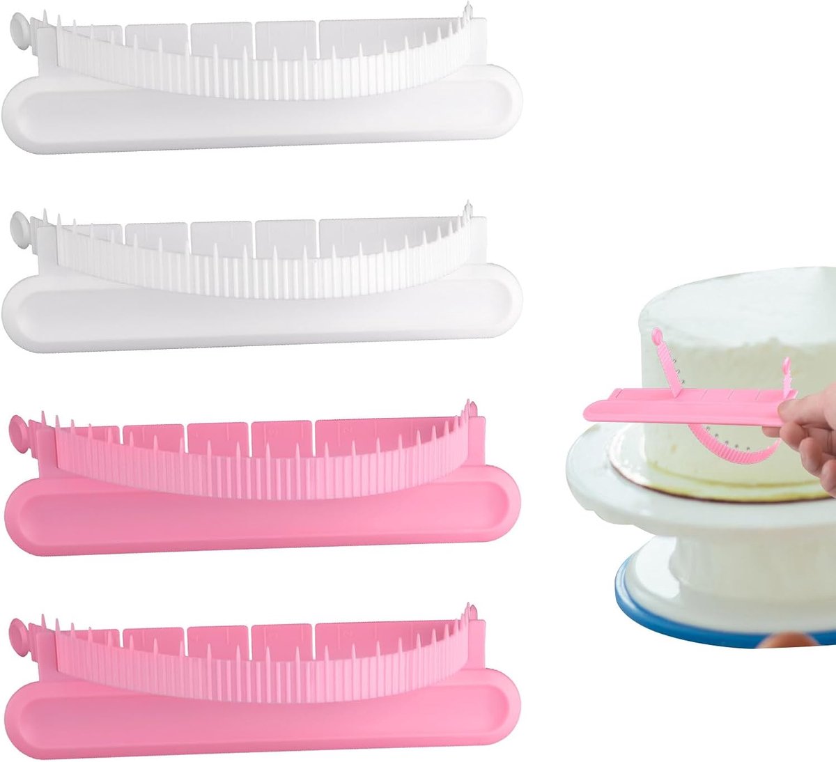 Cake Bows Ruler Set - 4 Stuks - Wit & Roze - Voor Perfecte Taartstrikken - ShopVlot