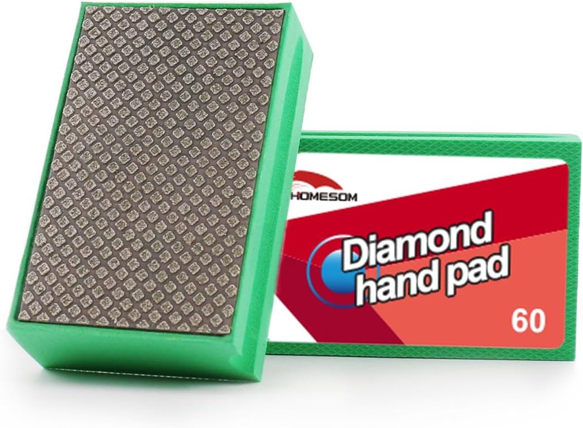 SnelShoppen - Galvanized Diamond Hand Polishing Pads 60 Grit - Hand Schuurblok voor Glas, Marmer, Keramiek, Beton en Graniet - 95x55x28mm - Voor Nat e